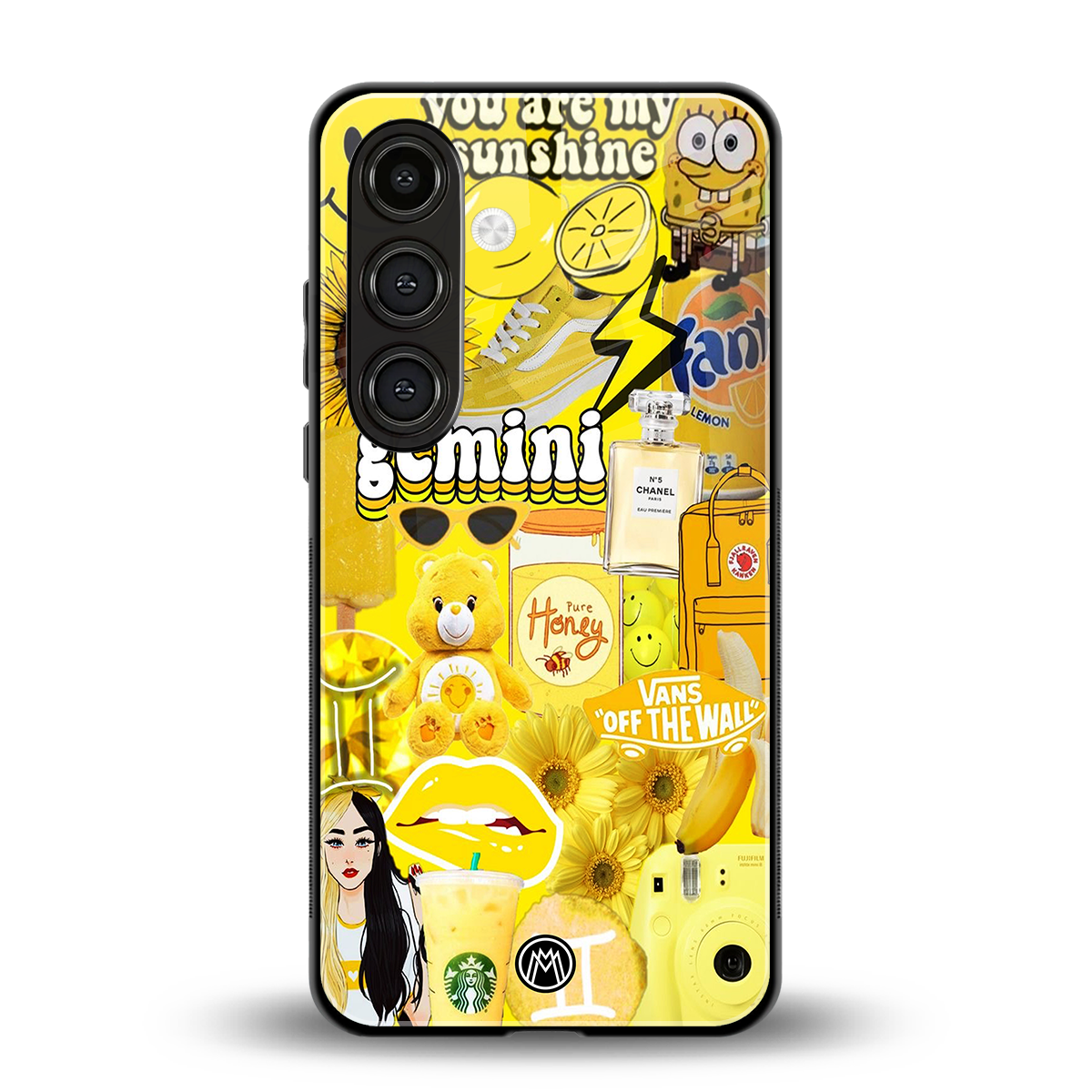 gemini aesthetic collage back phone cover | glass case for samsung galaxy s24 fe
