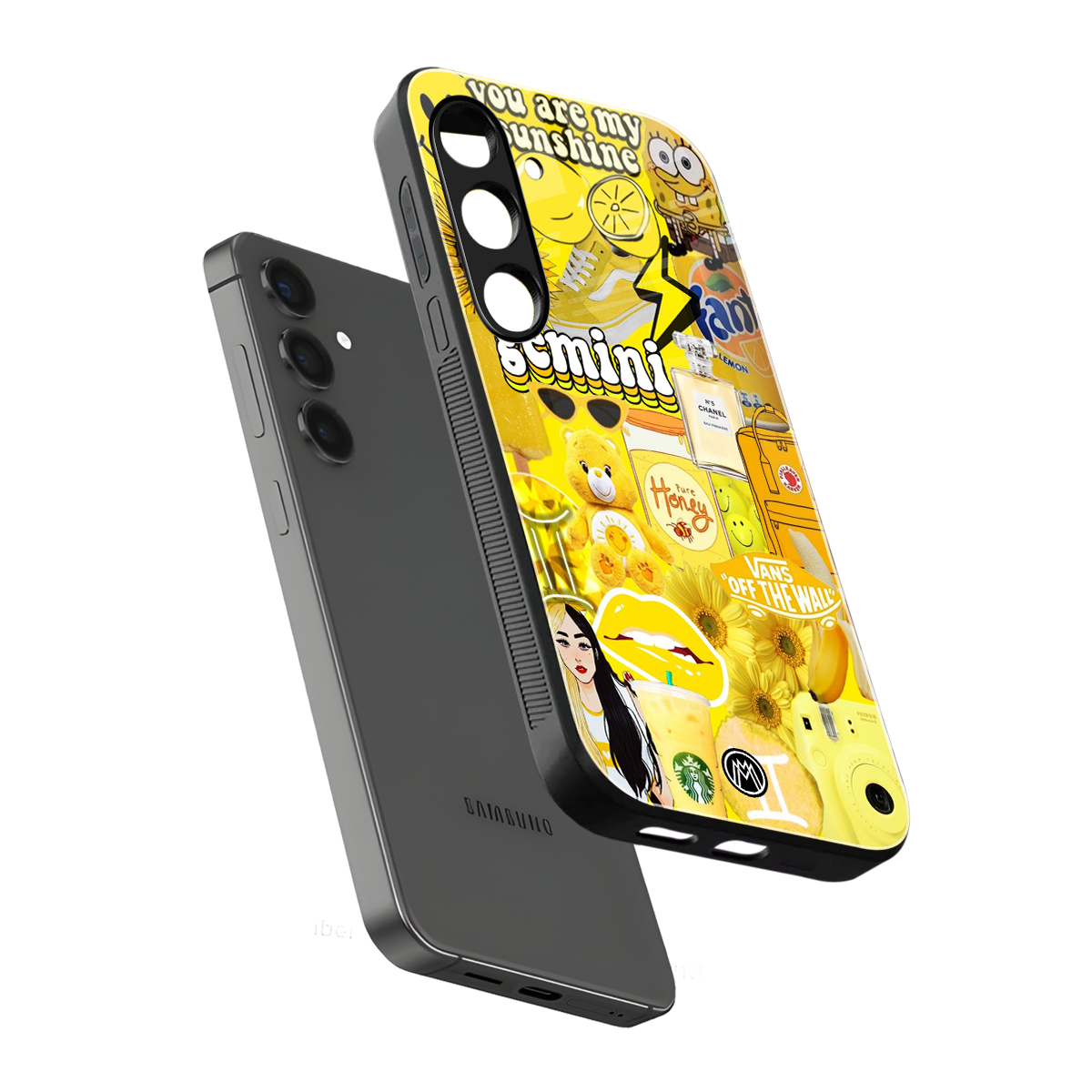 gemini aesthetic collage back phone cover | glass case for samsung galaxy s24 fe