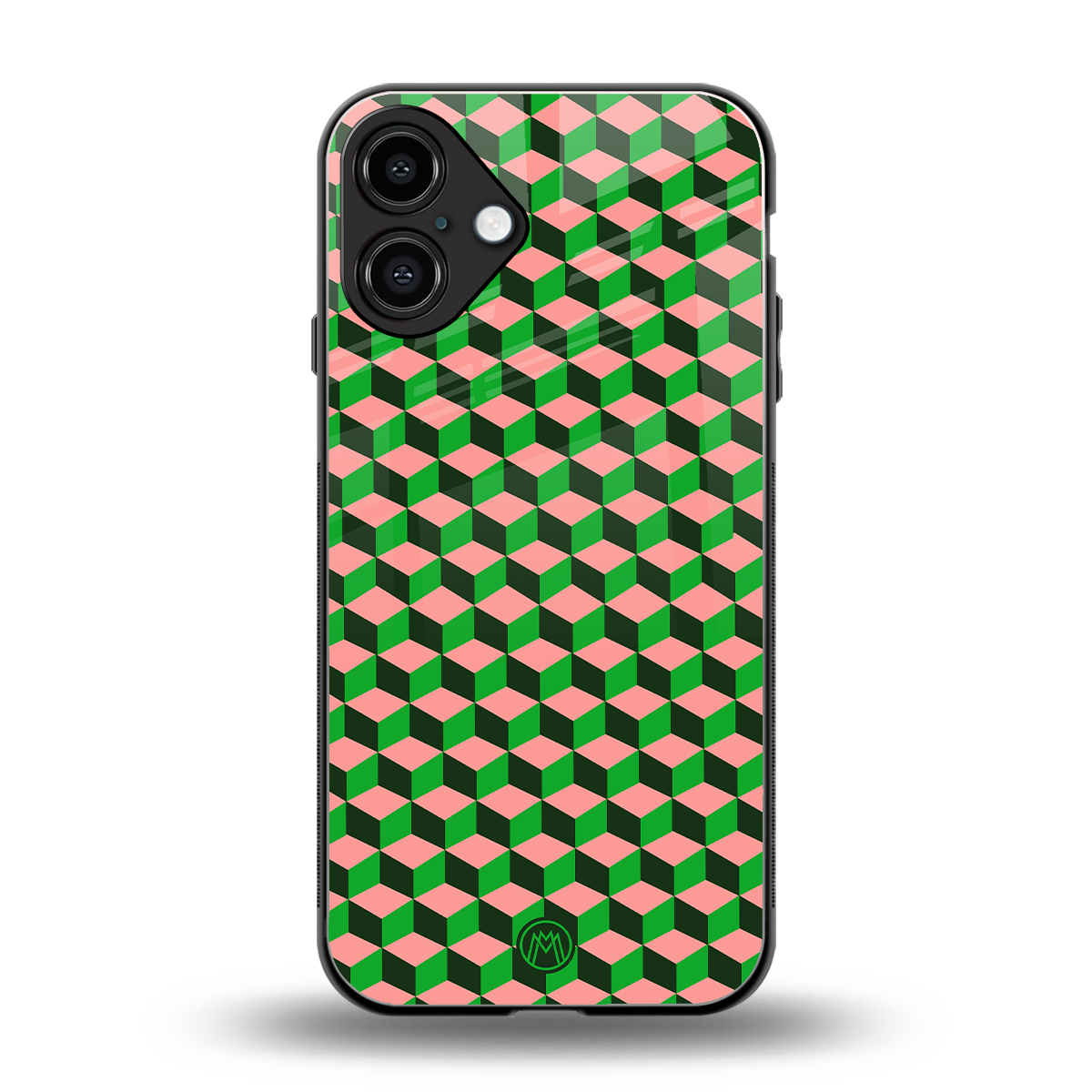 geo cube back phone cover | glass case for iphone 16 plus