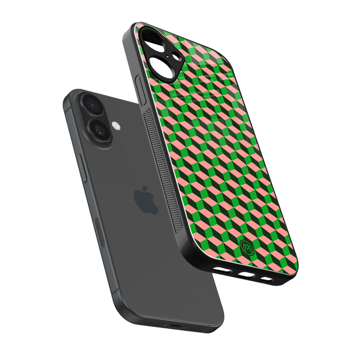 geo cube back phone cover | glass case for iphone 16 plus