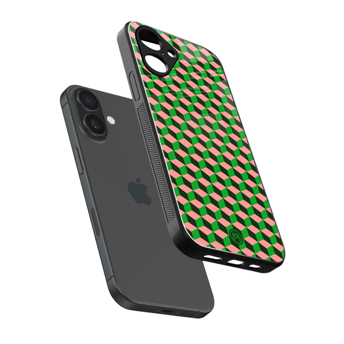 geo cube back phone cover | glass case for iphone 16