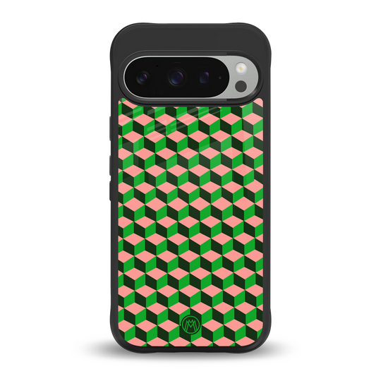 geo cube back phone cover | glass case for google pixel 9 pro