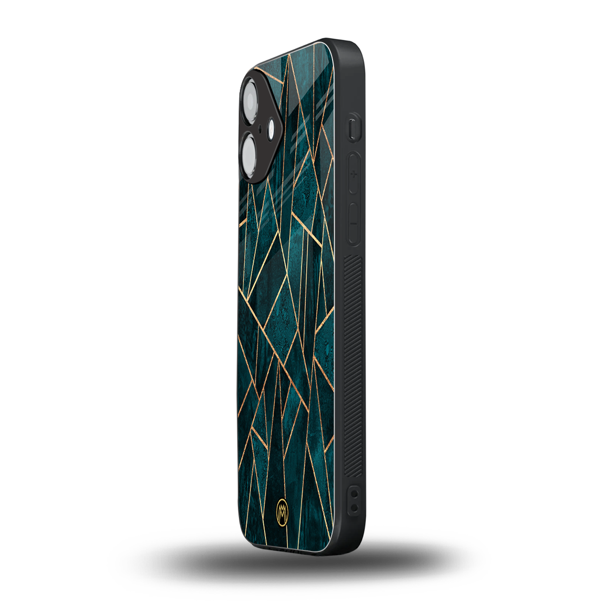 geometric green back phone cover | glass case for iphone 16 plus