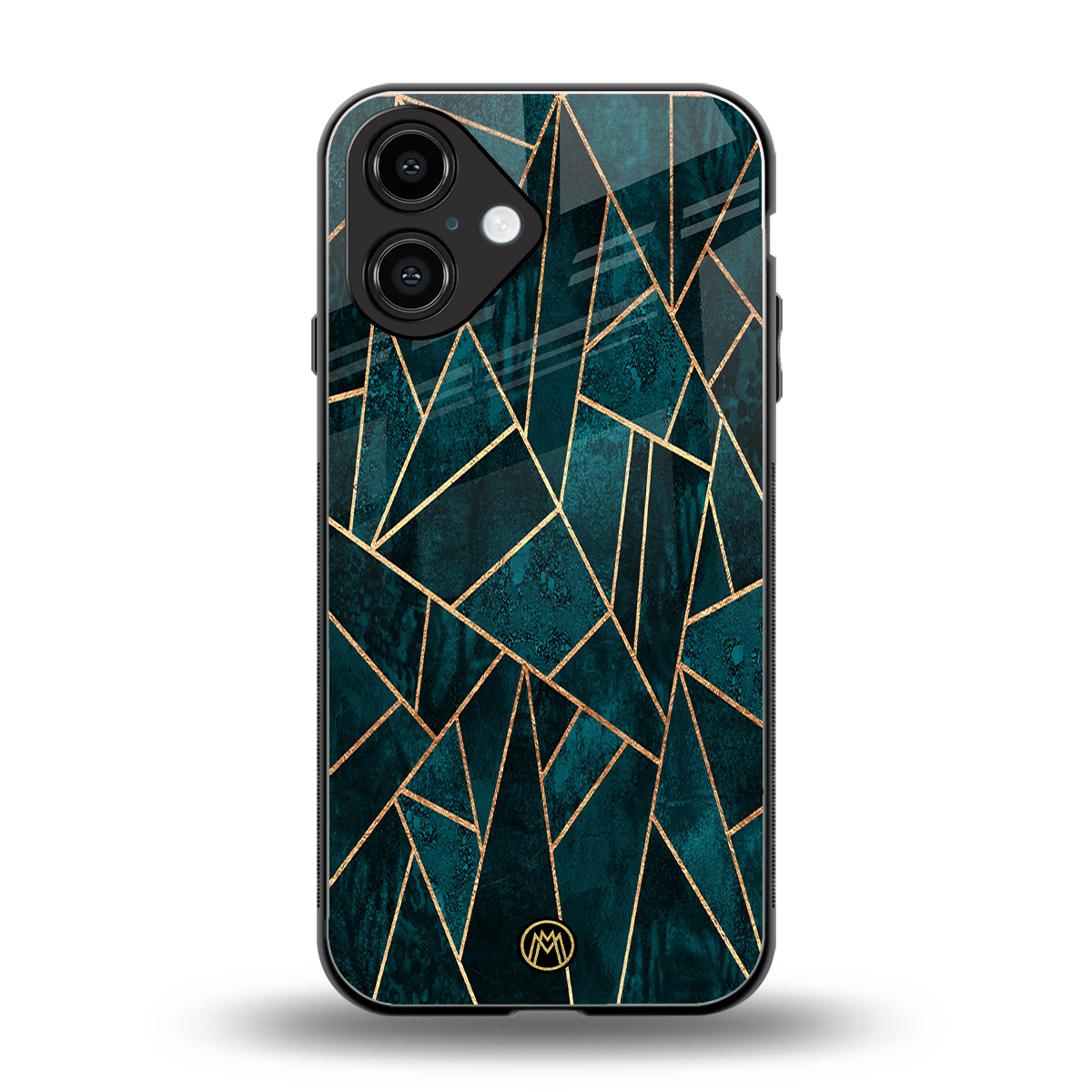 geometric green back phone cover | glass case for iphone 16