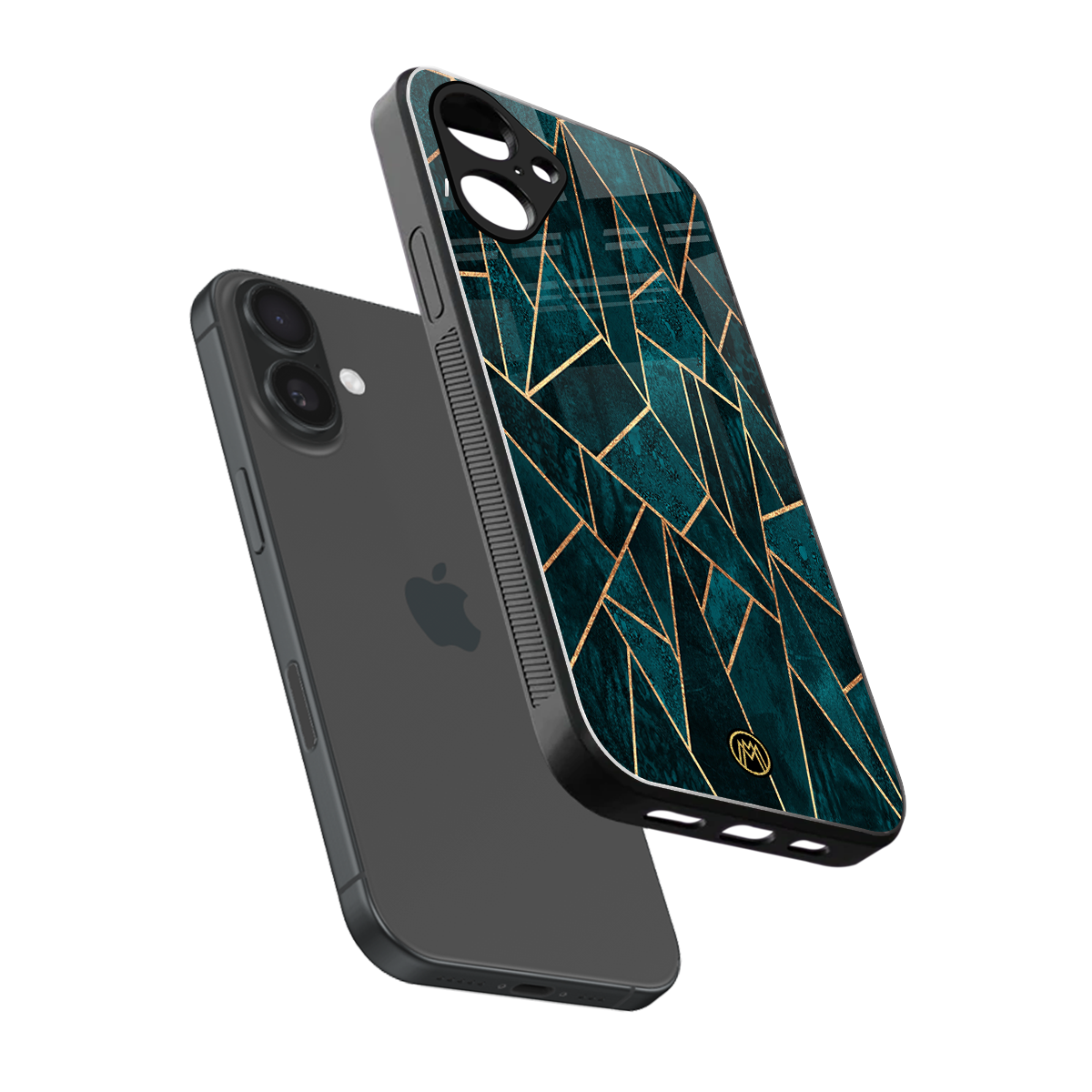 geometric green back phone cover | glass case for iphone 16
