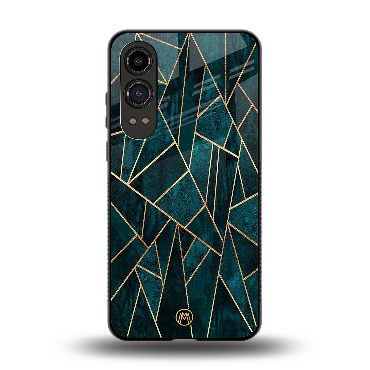 geometric green back phone cover | glass case for oneplus nord ce 4 lite