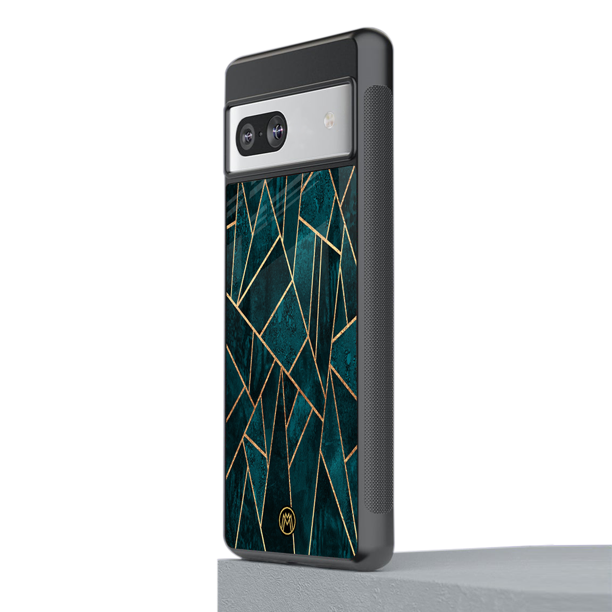 geometric green back phone cover | glass case for Google Pixel 7A