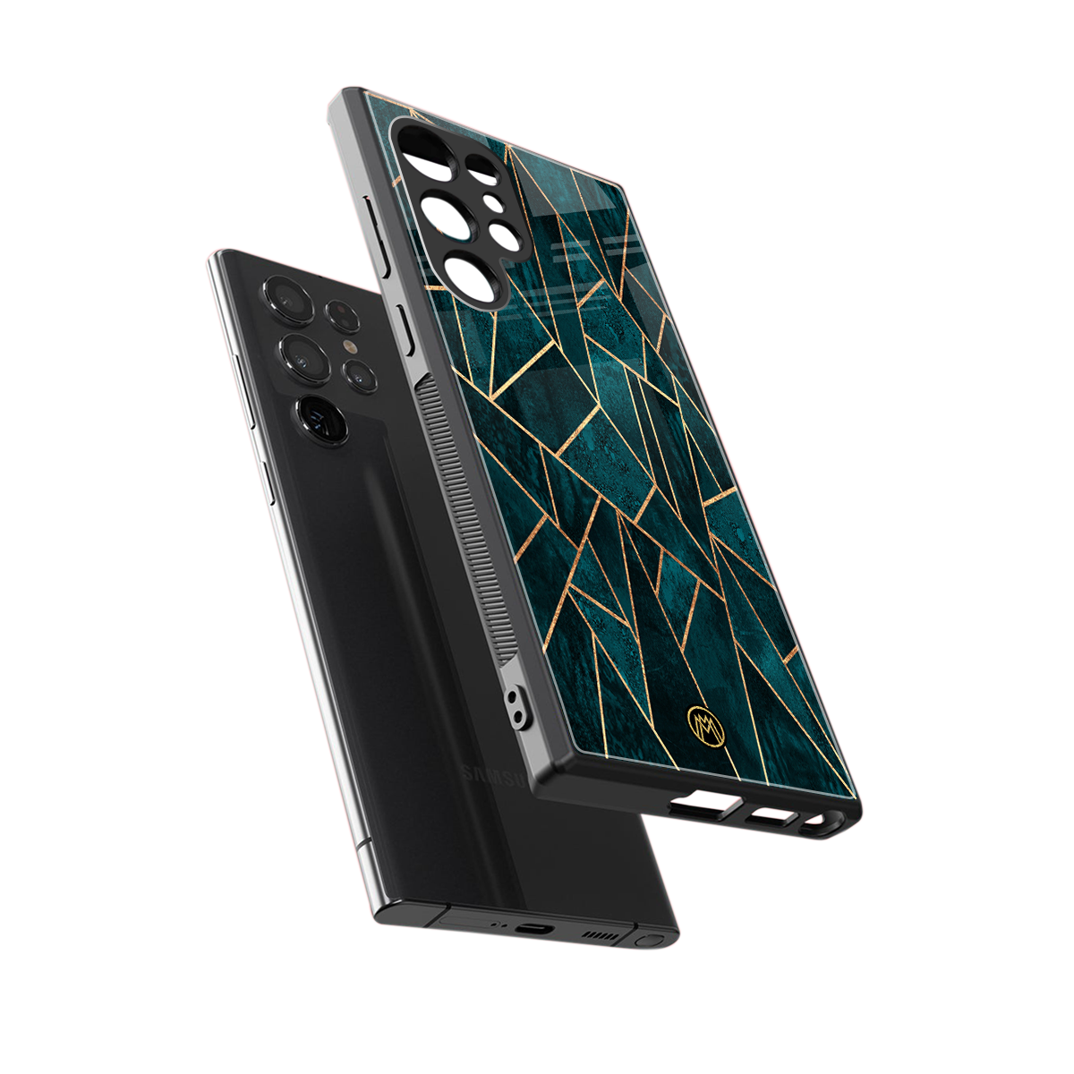 geometric green back phone cover | glass case for samsung galaxy s24 ultra