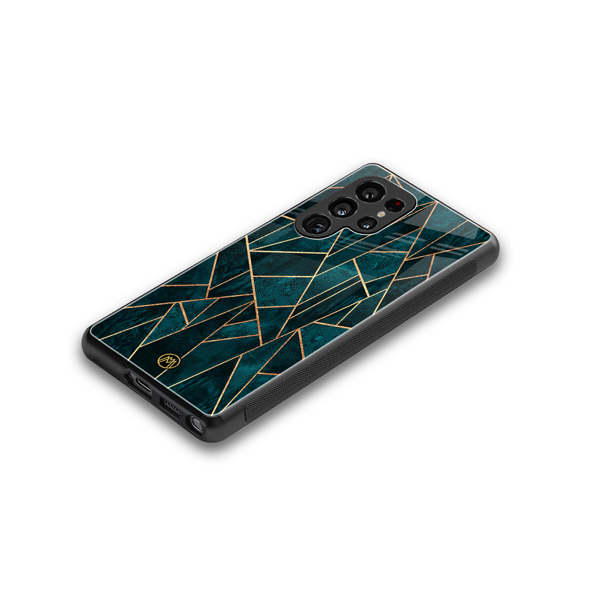 geometric green back phone cover | glass case for samsung galaxy s25 ultra