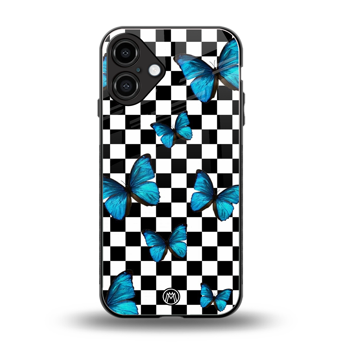 gimme butterflies back phone cover | glass case for iphone 16 plus