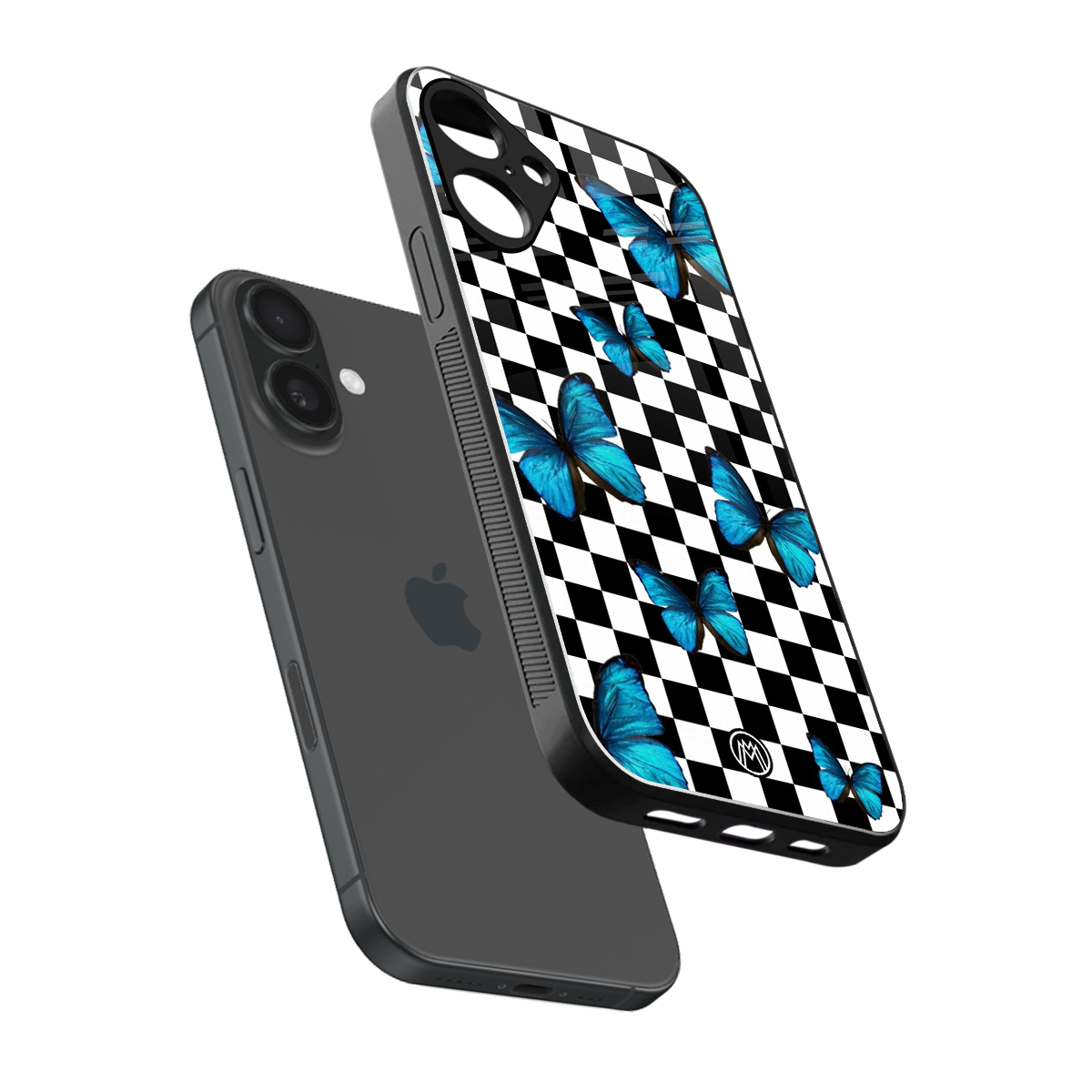 gimme butterflies back phone cover | glass case for iphone 16 plus