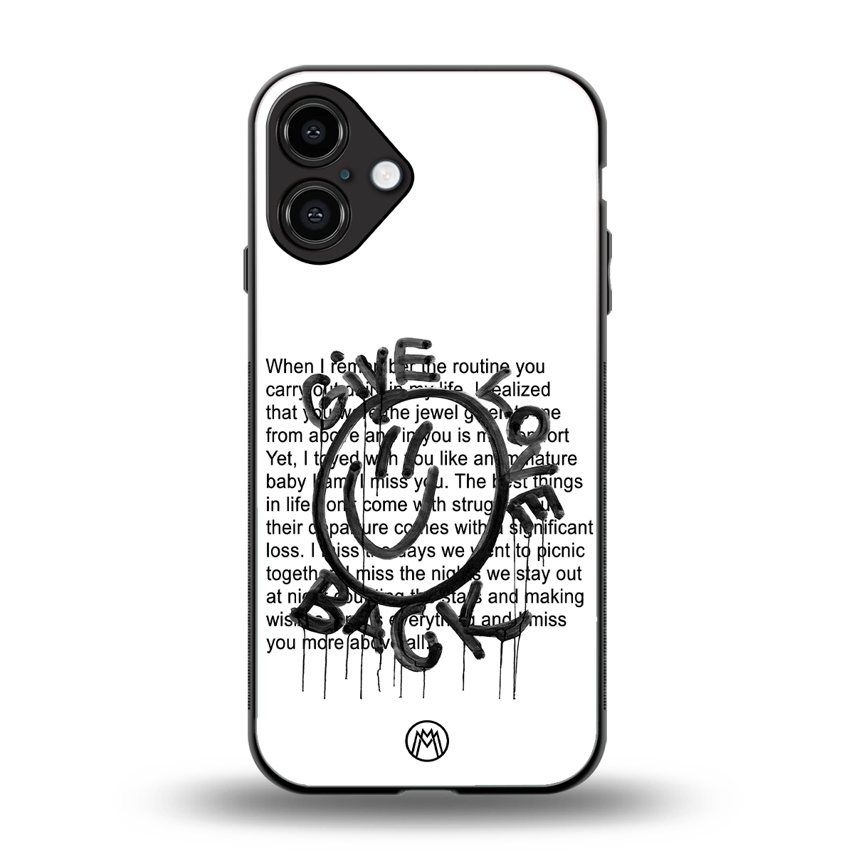 give love back back phone cover | glass case for iphone 16 plus