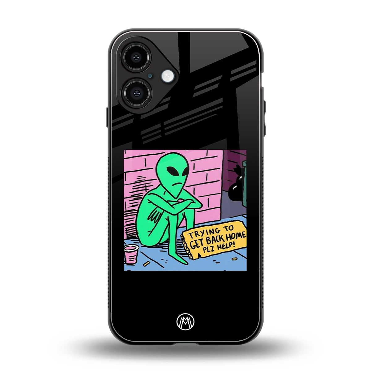 go home alien back phone cover | glass case for iphone 16 plus