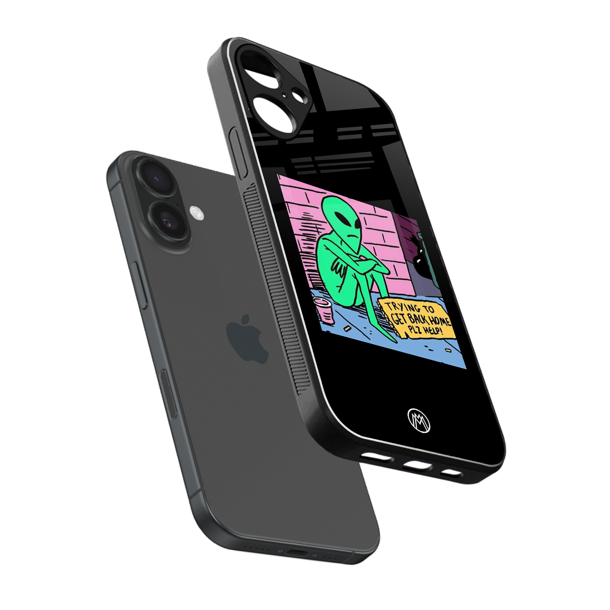 go home alien back phone cover | glass case for iphone 16 plus