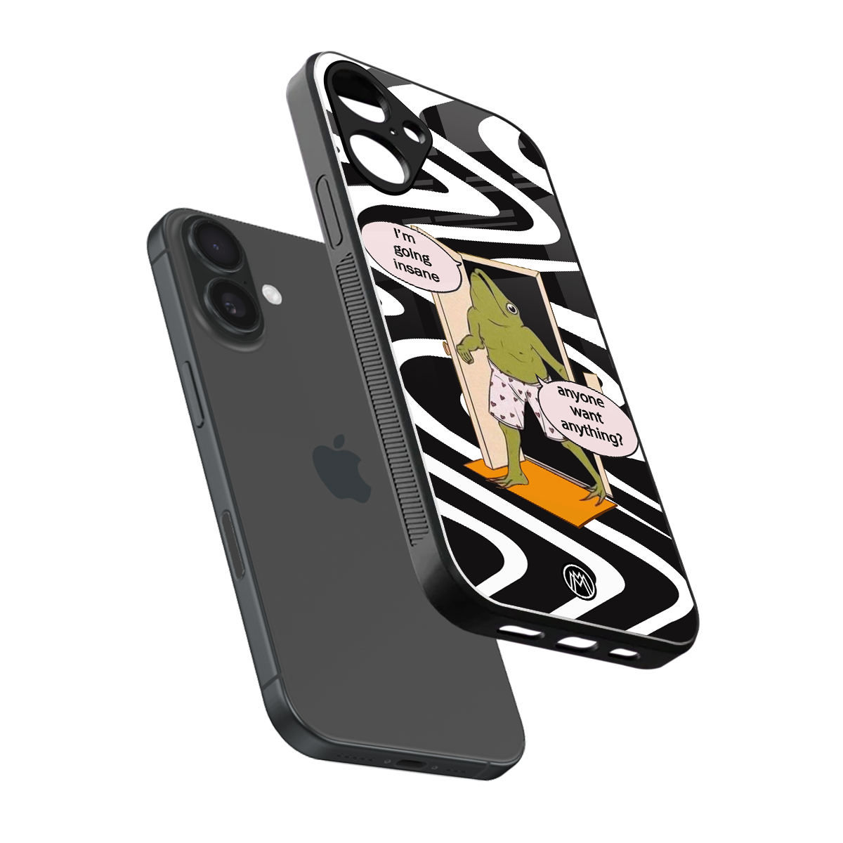 going insane back phone cover | glass case for iphone 16 plus