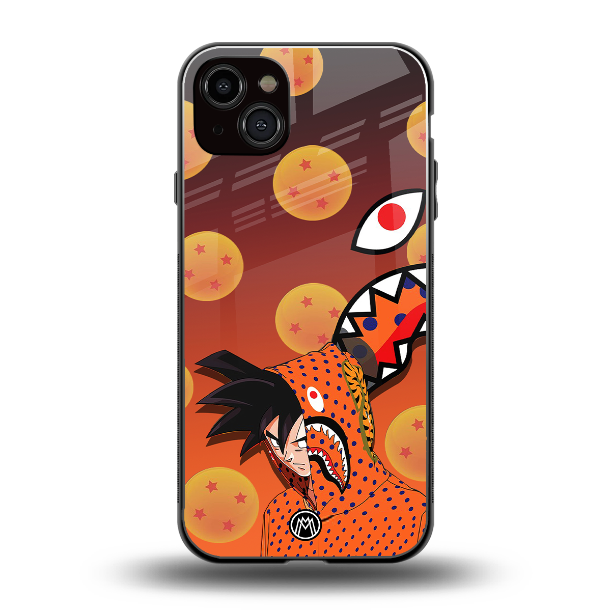 goku back phone cover | glass case for iphone 15 plus