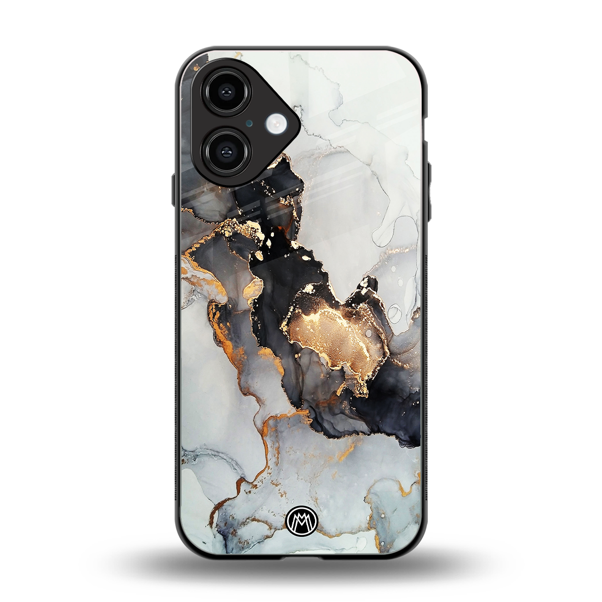 gold black silver liquid marble back phone cover | glass case for iphone 16