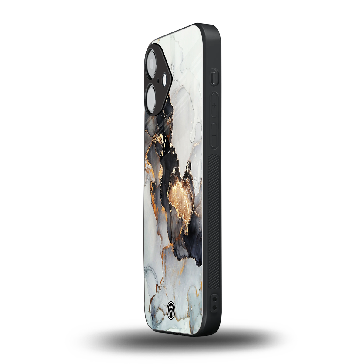 gold black silver liquid marble back phone cover | glass case for iphone 16