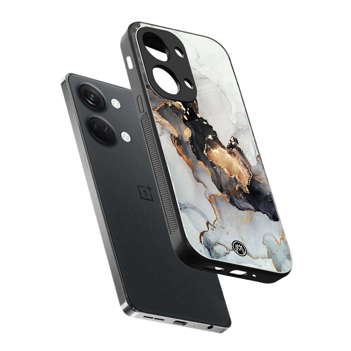 gold black silver liquid marble back phone cover | glass case for oneplus nord 3