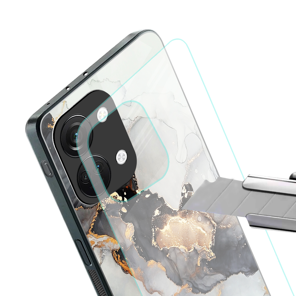 gold black silver liquid marble back phone cover | glass case for oneplus nord 3