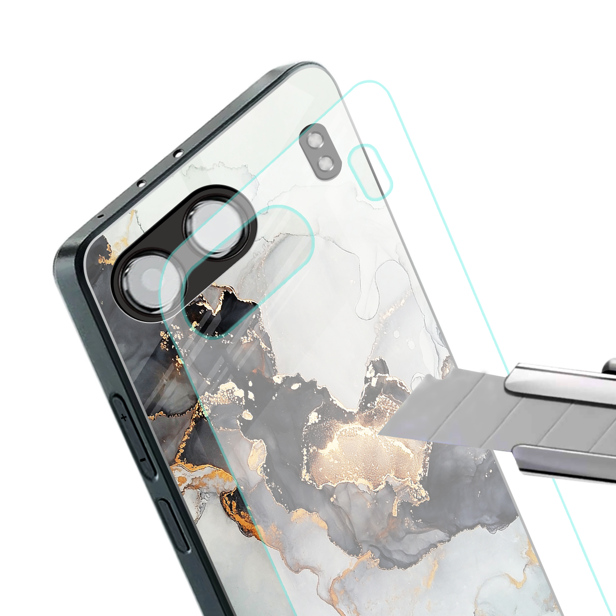 gold black silver liquid marble back phone cover | glass case for oneplus nord 4