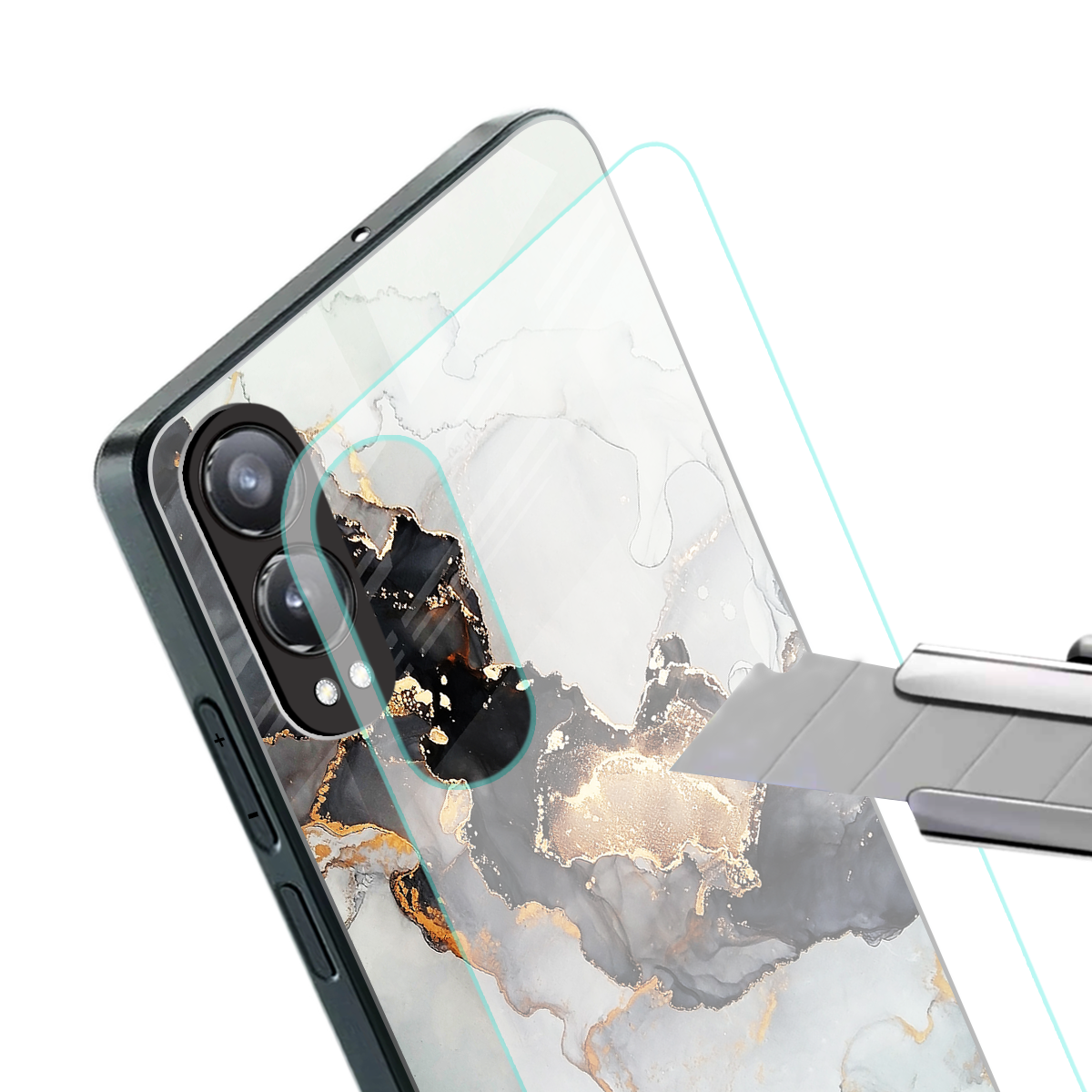 gold black silver liquid marble back phone cover | glass case for oneplus nord ce 4 lite