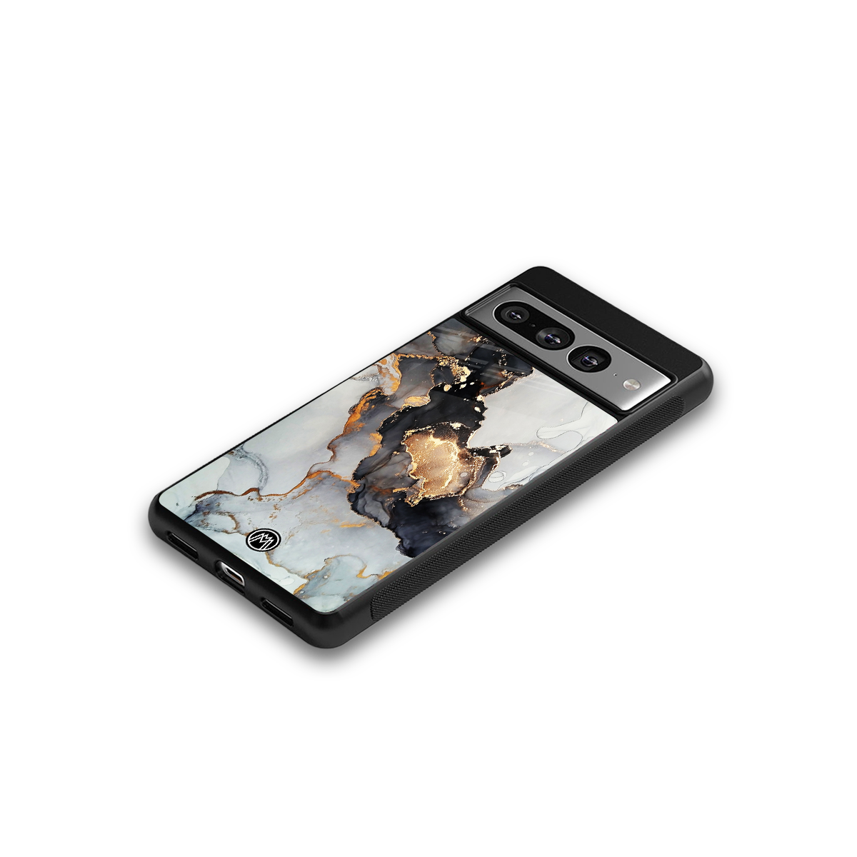 gold black silver liquid marble back phone cover | glass case for google pixel 7 pro