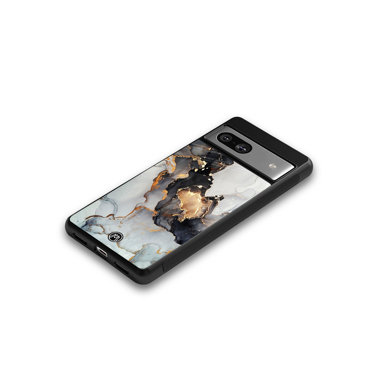 gold black silver liquid marble back phone cover | glass case for Google Pixel 7A