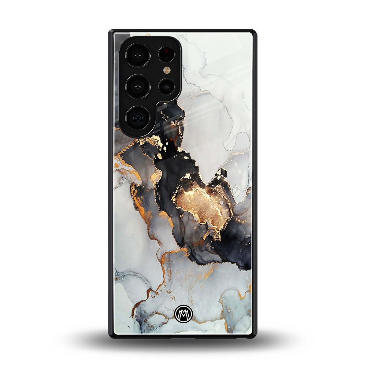 gold black silver liquid marble back phone cover | glass case for samsung galaxy s25 ultra