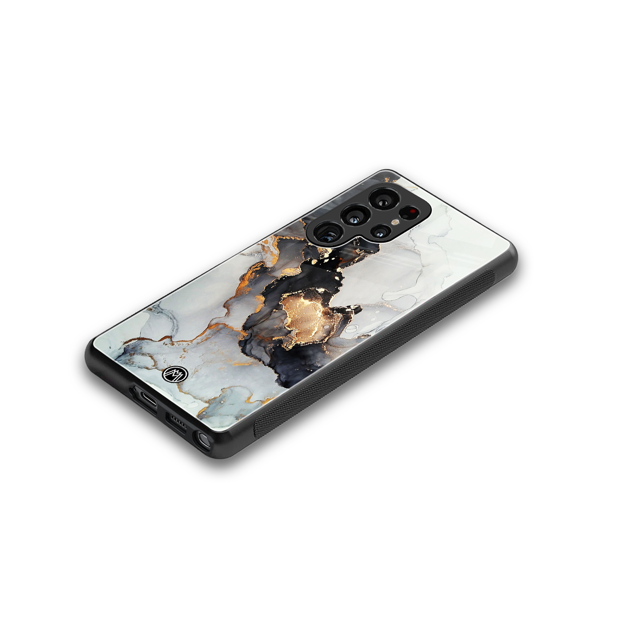 gold black silver liquid marble back phone cover | glass case for samsung galaxy s25 ultra