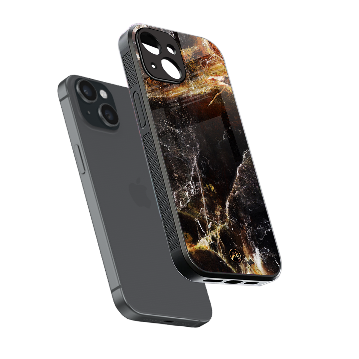 gold dust back phone cover | glass case for iphone 13 mini