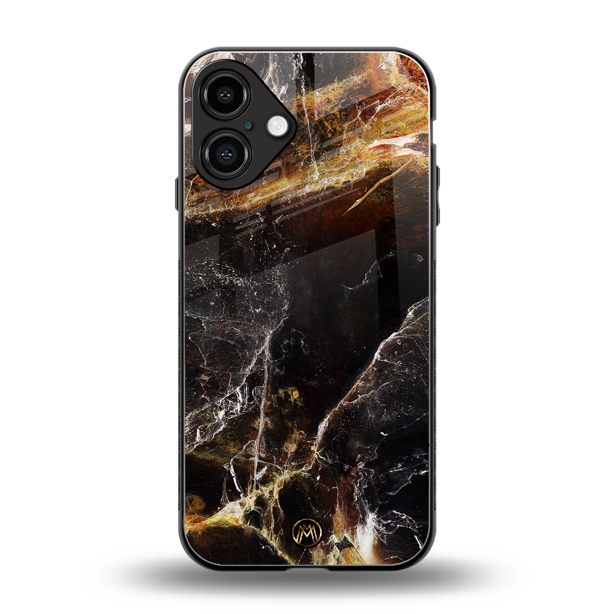 gold dust back phone cover | glass case for iphone 16 plus