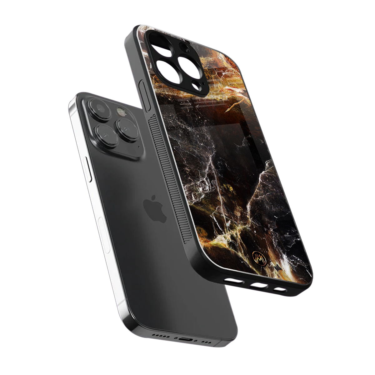 gold dust back phone cover | glass case for iphone 16 pro max