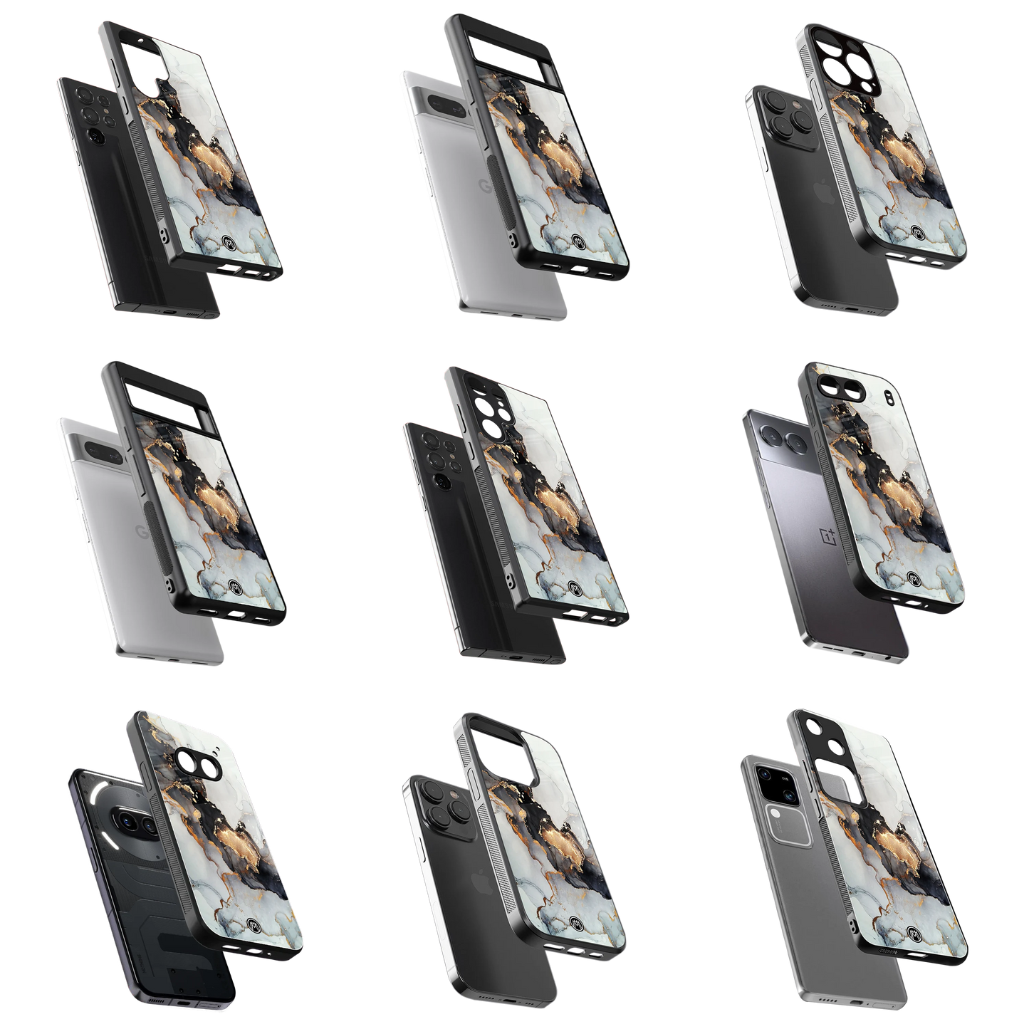 Durable Glass Back Mobile Case for iPhone, Samsung, OnePlus, Google Pixel, Redmi, Vivo, Oppo