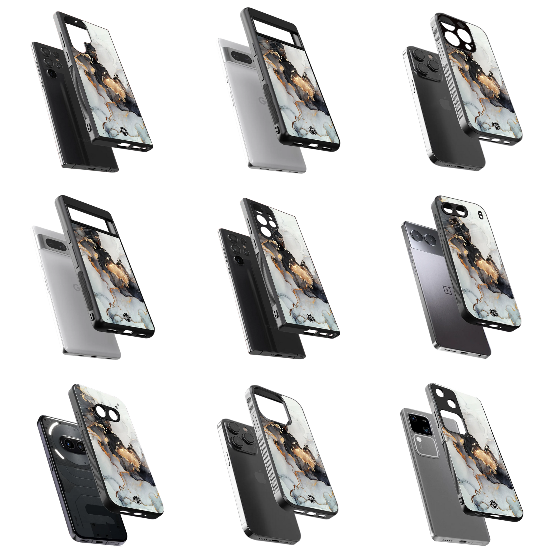 Durable Glass Back Mobile Case for iPhone, Samsung, OnePlus, Google Pixel, Redmi, Vivo, Oppo