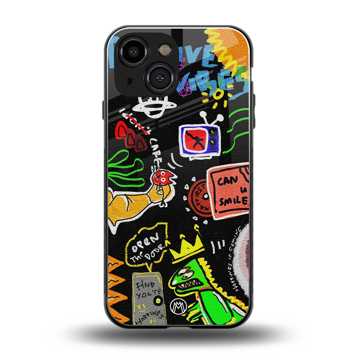 graffiti back phone cover | glass case for iphone 13 mini