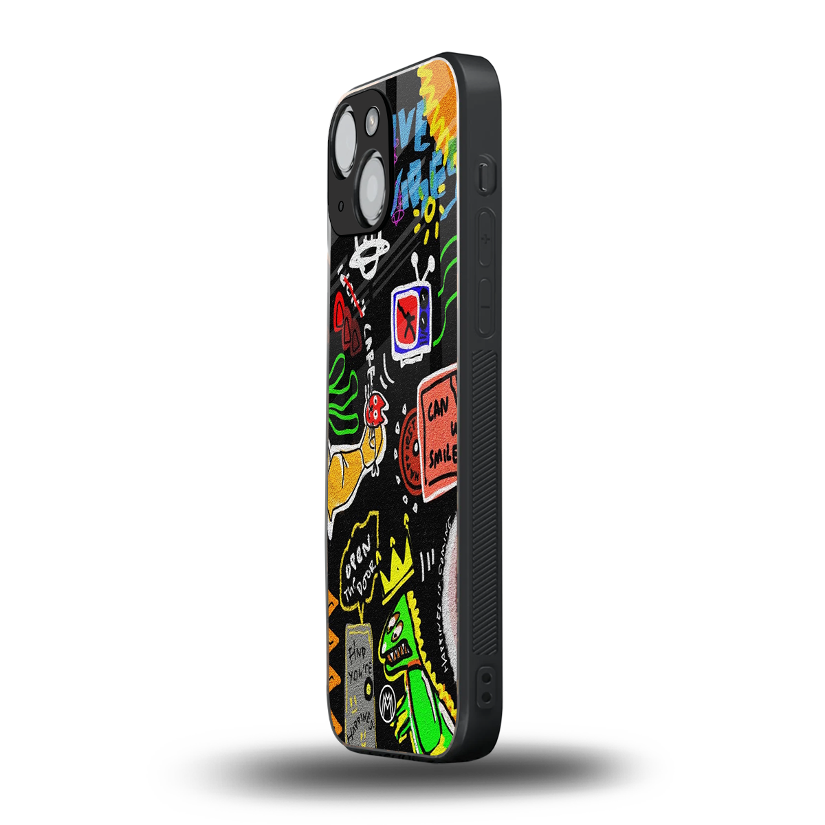 graffiti back phone cover | glass case for iphone 13 mini