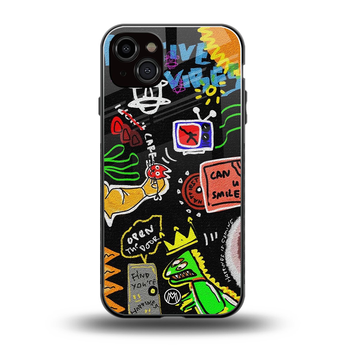 graffiti back phone cover | glass case for iphone 14 plus