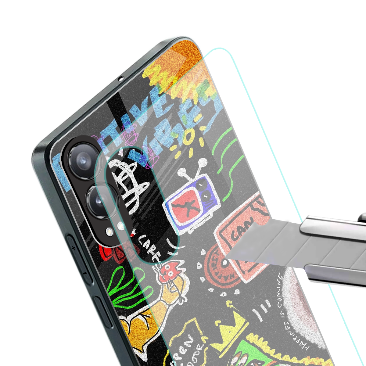 graffiti back phone cover | glass case for oneplus nord ce 4 lite