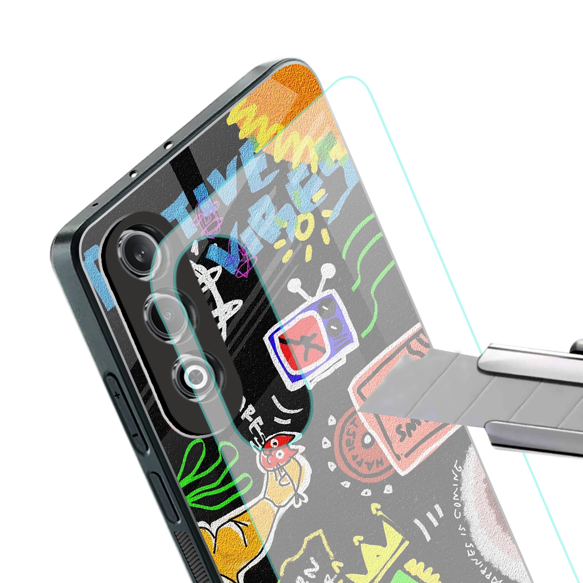 graffiti back phone cover | glass case for oneplus nord ce 4