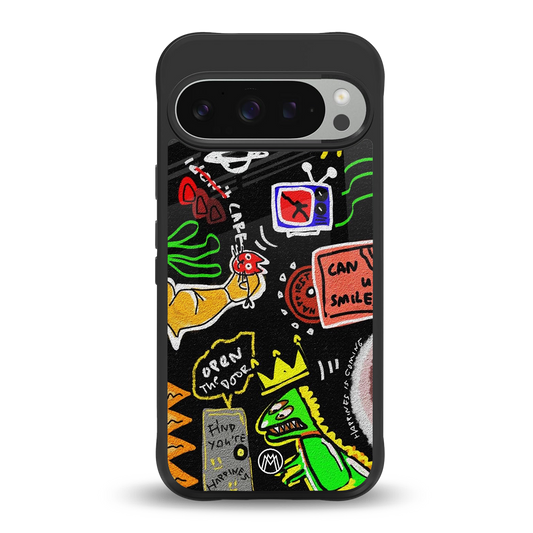 graffiti back phone cover | glass case for google pixel 9 pro