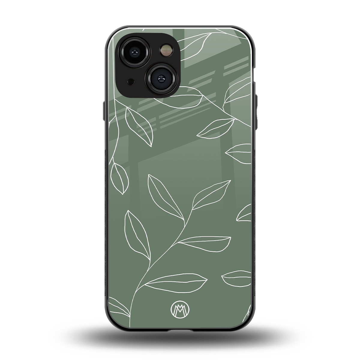 green petals back phone cover | glass case for iphone 13 mini