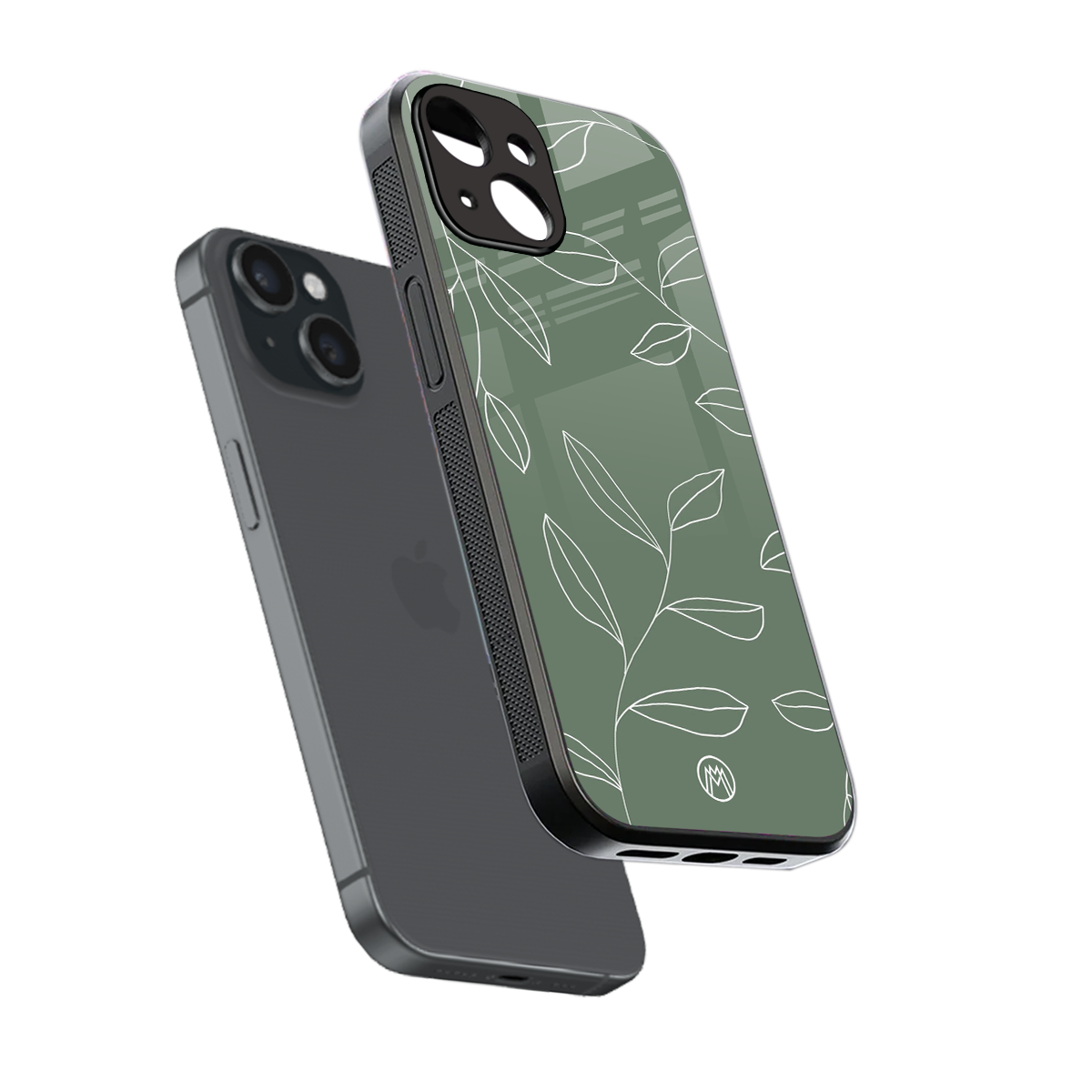 green petals back phone cover | glass case for iphone 13 mini