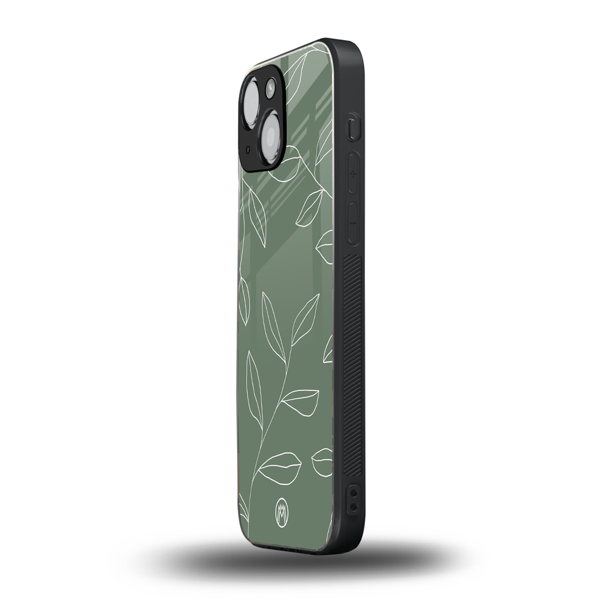 green petals back phone cover | glass case for iphone 13 mini