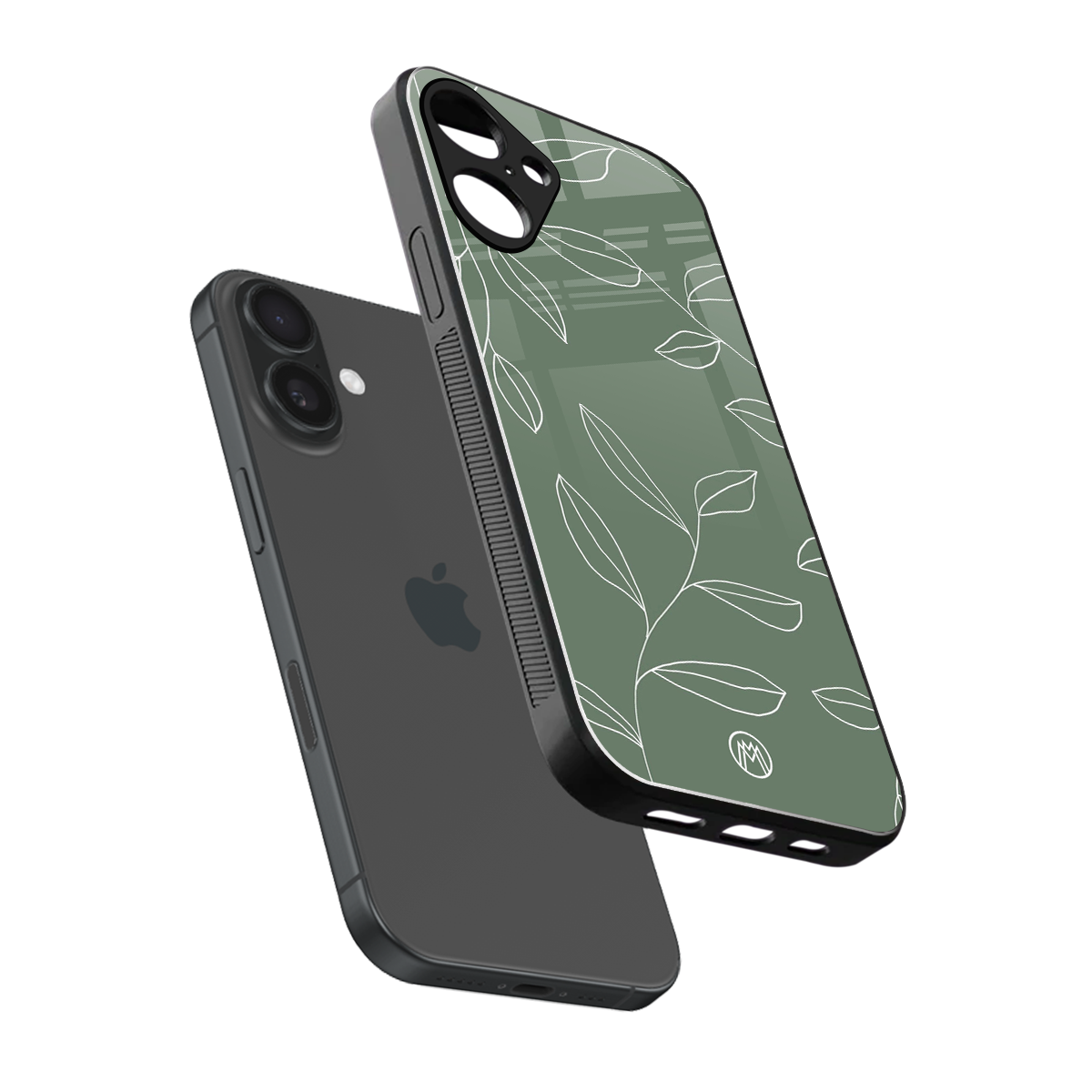 green petals back phone cover | glass case for iphone 16 plus
