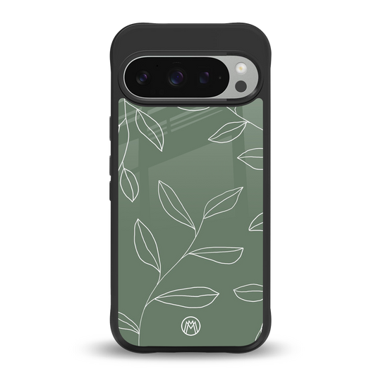 green petals back phone cover | glass case for google pixel 9 pro