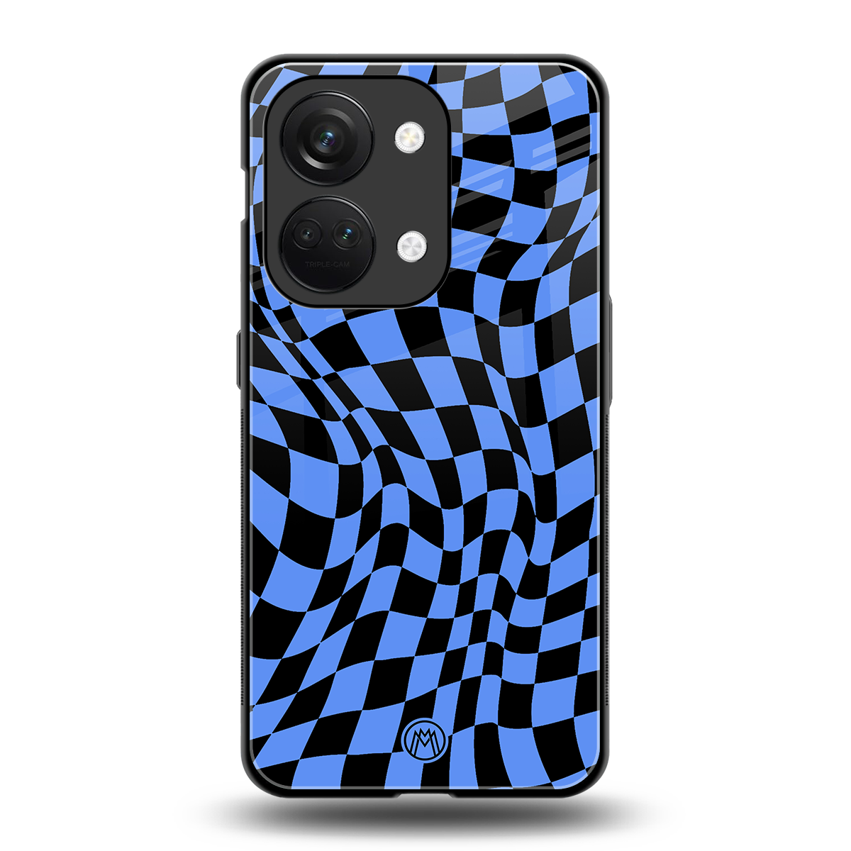 groovy blue black pattern back phone cover | glass case for oneplus nord 3