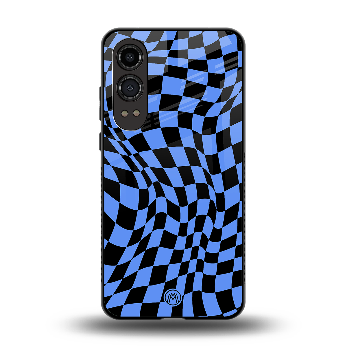 groovy blue black pattern back phone cover | glass case for oneplus nord ce 4 lite