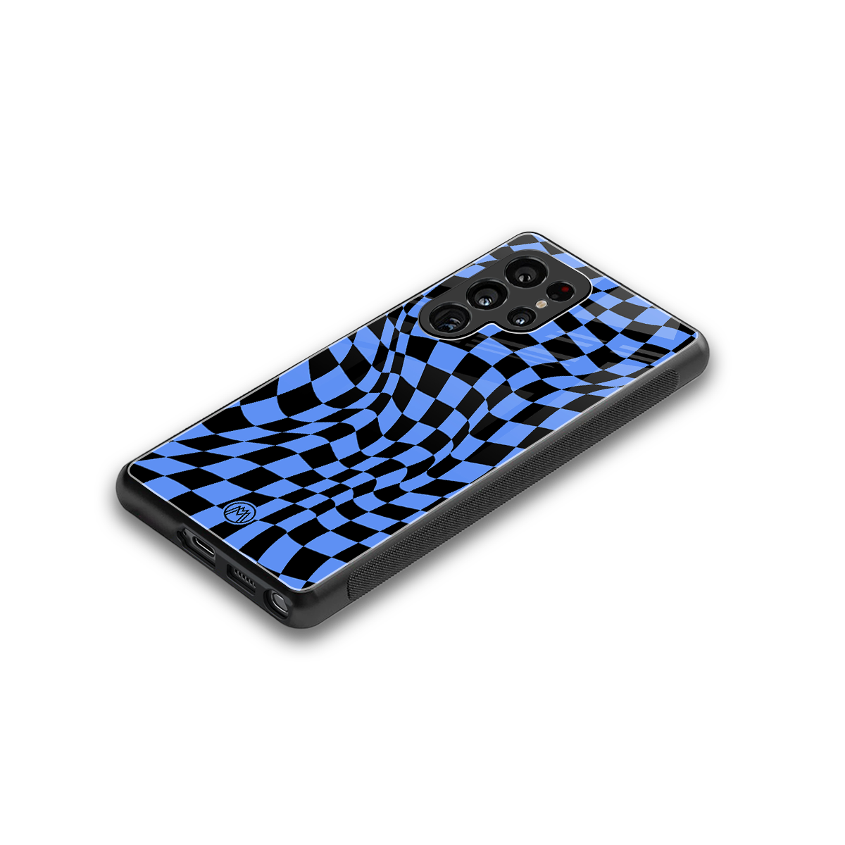 groovy blue black pattern back phone cover | glass case for samsung galaxy s25 ultra