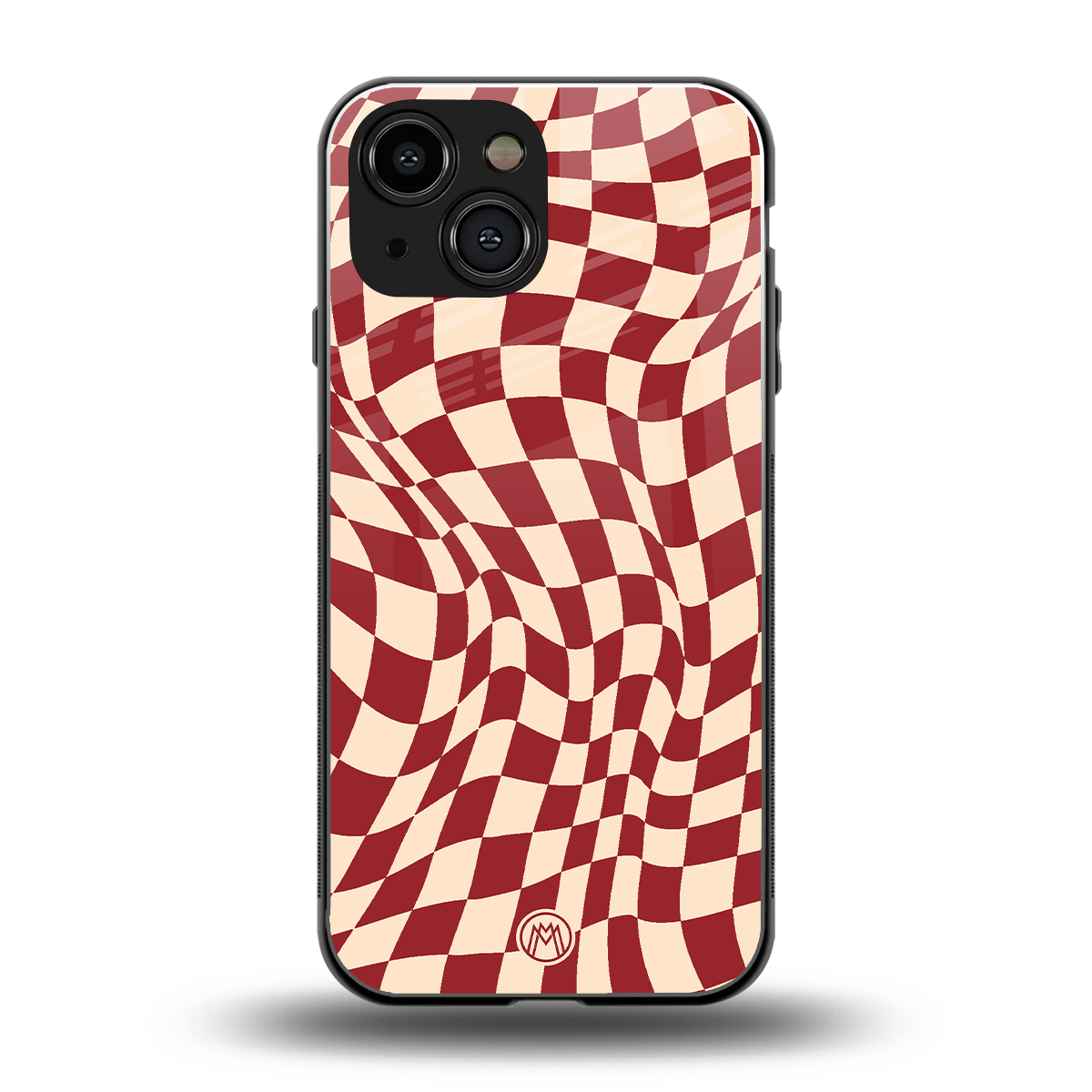 groovy red cream pattern back phone cover | glass case for iphone 13 mini